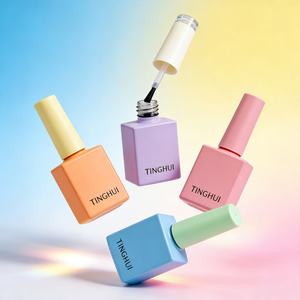 OEM/ODM Custom Macaron Color Gel Polish Bottle 10 ml Empty Nail Polish Bottle with Btush Square Glass Bottles for Nail Polish - Product Image 2