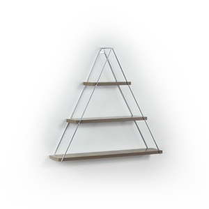 Moset Floating Wall Shelf Triangle Metal Bracket Walnut Chrome <b>Book</b> Display <b>Decorative</b> Rack - Product Image 2
