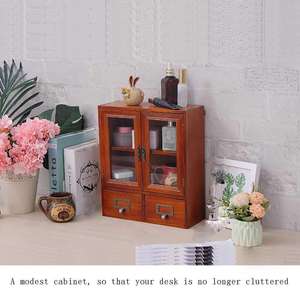 Prix de gros usine : Boîtes de rangement en bois vintage écologiques avec portes et tiroirs en verre - Product Image 3