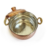 Casserole miniature classique en cuivre Shark Anatolia avec couvercle en acier inoxydable, fabriquée à la main, martelée à la main, ustensile de cuisine écologique pour gaz