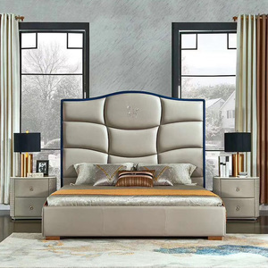 Personalizzazione OEM <span class=keywords><strong>Letto</strong></span> <span class=keywords><strong>Matrimoniale</strong></span> di Lusso con Testiera Morbida, Struttura Moderna King Size con Rivestimento in <span class=keywords><strong>Tessuto</strong></span>/Pelle - Product Image 2
