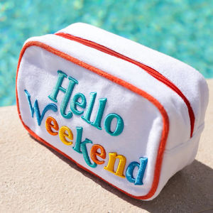 Pochette de maquillage en tissu éponge avec fermeture éclair, personnalisée avec des lettres brodées, pour le voyage, le plein air, le rangement, la plage, sac à cosmétiques, sac à main - Product Image 1