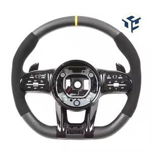 พวงมาลัยรถหนังคาร์บอนไฟเบอร์แบบเจาะรูครึ่งเดียวสำหรับ <span class=keywords><strong>Mercedes</strong></span> <span class=keywords><strong>Benz</strong></span> W204 W205 W166 W212 <span class=keywords><strong>W220</strong></span> W221 W222 C117 C43 C63 <span class=keywords><strong>AMG</strong></span> - Product Image 2