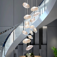 Lustre Nuage en Verre Doré LED 220V MAJ Designer pour Escalier Duplex, Loft, Appartement, Salon, Restaurant, Hôtel, Villas, Dimmable