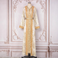 Moyen-Orient Vêtement Usine Musulman Robe Femme Robe Bronzage Fleur Décoration Robe De Soirée Deux Pièces Ensemble Robe