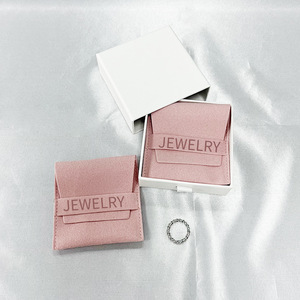 Luxury Custom Logo Velvet Jewelry Pouch <b>Envelope</b> Style Jewelry Storage Bag for Necklace Ring Earring <b>Gift</b> Packaging - Product Image 3