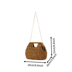 กระเป๋าคลัทช์ทอจากฟาง กระเป๋าสะพายไหล่สำหรับผู้หญิง ใช้ได้ทั้งไปเที่ยวทะเล งานเลี้ยงกลางคืน และเดินทาง - Product Image 2