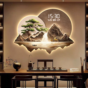 Décoration d'intérieur de luxe à LED pour salon, toile de fond de canapé, <span class=keywords><strong>horloge</strong></span> numérique silencieuse, peinture en porcelaine de cristal - Product Image 4