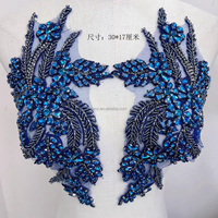 Applique décorative 3D en strass à motif de verre rose, à perles volumineuses, à dos plat, thermocollante et à coudre, écologique, pour robes de mariée et de danse