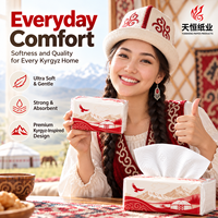 Mouchoirs en papier doux Kyrgyzstan Snow Mountain Eagle Yurt Horse, gaufrés à pois, 2 plis