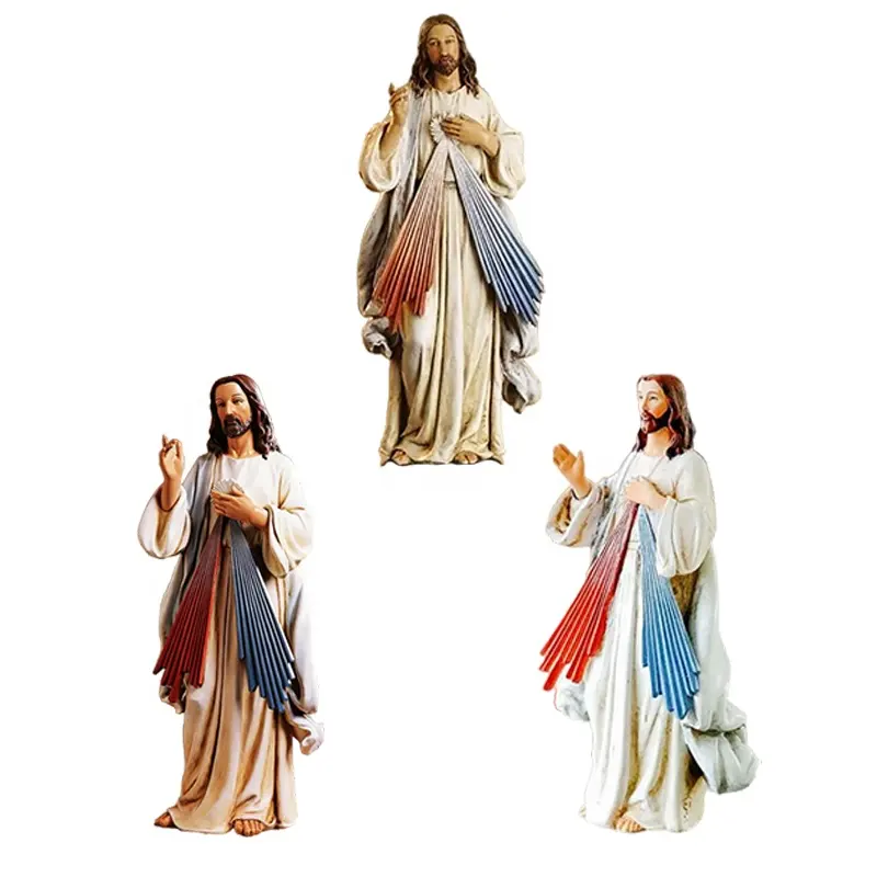 Vente en gros décoration religieuse personnalisée Catholique Jésus statue sculpture faite à la main résine Divine Miséricorde figurine