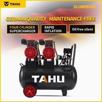 Compresor de Aire Industrial Silencioso Sin Aceite TAHU de 50L, Mini Compresor Portátil de Alto Rendimiento de 4.2hp 3.16kw 220V para Uso en Talleres