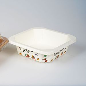 Customized Printed Rectangle <b>Paper</b> Salad Bowl With PET Lid Disposable <b>Paper</b> Container - Product Image 1