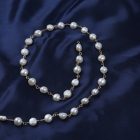 Vente en gros nouveauté 10-11mm bouton forme or ou argent plaqué collier à faire soi-même perle d'eau douce laiton chapelet chaîne