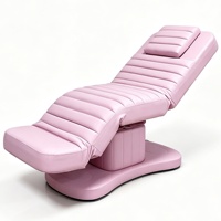 Cama de Masaje Eléctrica Rosa con Calefacción, 4 Motores, Ajustable, con Separación de Piernas, Silla para Tratamientos Faciales, Control Remoto, Cama de Spa