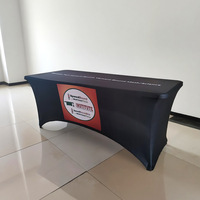 Impresión de logotipo de Mantel personalizado en poliéster duradero resistente a la decoloración para cubiertas de mesa de stand de exposición