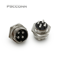 Connecteur circulaire industriel PSCCONN GX12 fileté pour l'aviation, 2, 3, 4, 5, 6, 7 broches, mâle à double clé plate