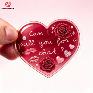 EBB Burgundy Holographic Heart Speech Bubble Funny Text Sticker Waterproof Die Cut <b>Vinyl</b> <b>Decals</b> For Gift Wholesale Stickers - Product Image 1