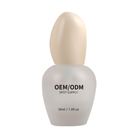 Vente en gros d'usine, flacon en verre givré ovale de 30 ml, emballage élégant pour sérum de soin de la peau ou crème pour le visage