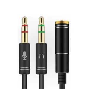 3.5mm Jack Headphones Adapter forPC 3.5mm Female with Headphone/Microphone TransformHeadset Splitter Cable for PC