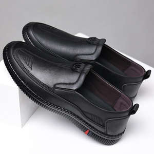 Leather Upper Men's Business Casual Waterproof Anti-Slip Breathable Platform <b>Soft</b>-<b>Soled</b> Slip-On <b>Shoes</b> for Spring/Autumn - Product Image 2