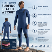 Combinaison de plongée intégrale en néoprène 3mm 4mm avec fermeture éclair frontale et coutures GBS scellées pour le surf