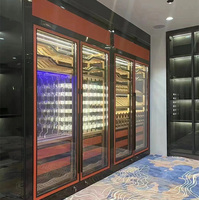 Armoire à vin moderne de luxe en acier inoxydable avec portes vitrées éclairées par LED, présentoir à vin en métal sur mesure pour bar à domicile, hôtel