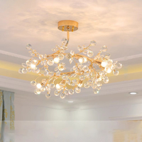 MEEROSEE Grand hall d'hôtel Lustre français Lampe en céramique florale Lustre en céramique fleur et feuille MD98055