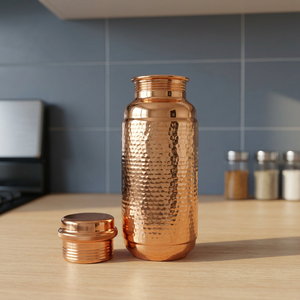 Premium Hammered Pure Copper Water Bottle 1300ml Handcrafted Dimpled Ayurvedic Flask Mirror Polished Gym Sports Metal Drinkware - Product Image 2