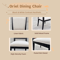 Chaise de salle à manger empilable en bois massif scandinave noir et blanc contrasté avec option tissu imperméable