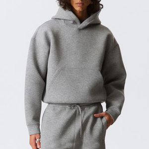 Sweats à capuche amples sans cordon, de haute qualité, en molleton épais 100% coton, pour hommes, coupe courte - Product Image 1