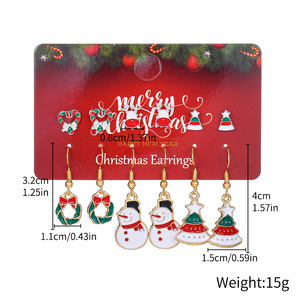 Christmas Earrings Set 6 Pairs Alloy Cartoon Reindeer Tree Santa Women's Jewelry Gift - Product Image 4