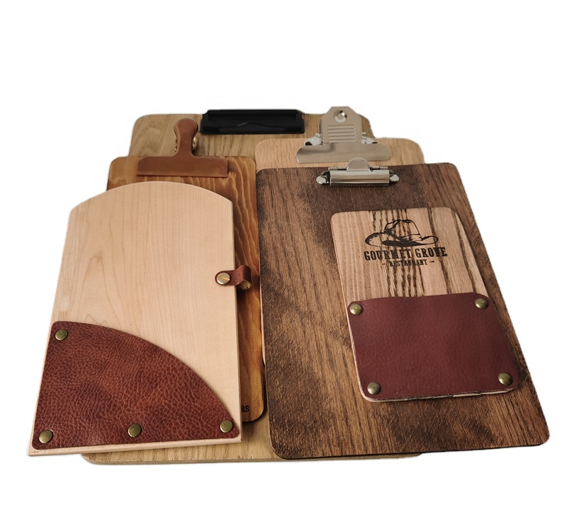 Wood Writing Board A4 A5 Customized Size Office Clipboard Restaurant Menu Holders with Match Stand Wholesale