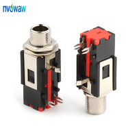 NVOWAW Conector de Audio Estéreo de 3 Pines de 6.35mm 6.35-308-3p Doble Vía Hembra de 1/4 de Pulgada