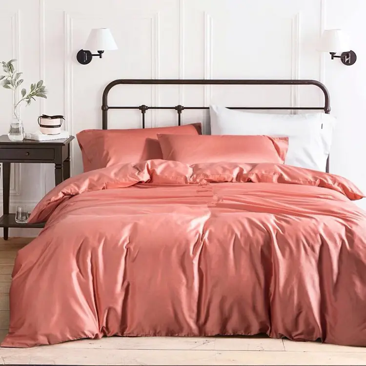 Luxury 60s 100% Cotton Satin Fabric Bedding Set Bed Sheet