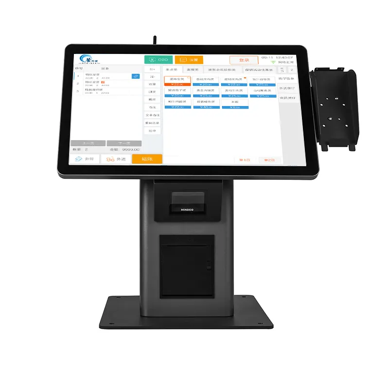 ขายระบบ POS หน้าจอ Capacitive ขนาดใหญ่ 21.5 นิ้ว POS Terminal Windows ตู้ขายปลีกแบบสัมผัสสั่งซื้อด้วยตนเอง