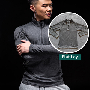 Camisas deportivas con cremallera 1/4 de <span class=keywords><strong>manga</strong></span> <span class=keywords><strong>larga</strong></span> transpirables de secado rápido para <span class=keywords><strong>hombre</strong></span> de alta calidad, ropa deportiva, camisetas ajustadas de <span class=keywords><strong>manga</strong></span> <span class=keywords><strong>larga</strong></span>, ropa deportiva - Product Image 4