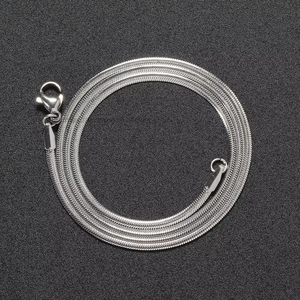 Chaîne serpent plate en acier inoxydable de 2 mm, chaîne corde à boutons, collier tendance pour homme, bijoux hip-hop avec chaîne, chaîne serpent plate - Product Image 3