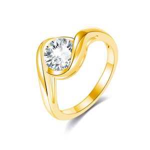 Anillo de Plata de Ley S925 con Corazón Retorcido y Moissanita, Ajustable, de Lujo Ligero, para Mujer, Colección 2026 Heartbeat, Gran Venta - Product Image 1