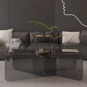 Consola moderna de estilo europeo, sofá, mesa de centro lateral, juego de mesa de té de grado superior con tapa de cristal para sala de estar o entrada - Product Image 5