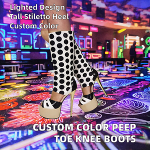 Botas Altas de Tacón de Aguja con Plataforma y Punta Abierta Estilo Western para Mujer, Tallas Grandes 47, Antiolor, Ligeras, Personalizables en Color - Product Image 2
