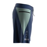Short de surf pour homme avec poche zippée, bleu marine, avec filet menthe sur le côté, taille ajustable avec cordon de serrage, UPF50+