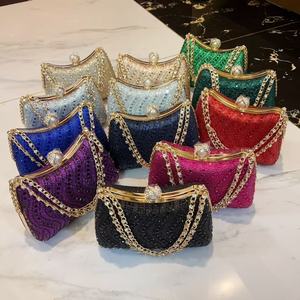 Wholesale Polyester Fashionable Rhinestone-encrusted Evening Clutch <strong>Bags</strong> Luxury Women's <strong>Sparkling</strong> Party Chain Shoulder <strong>Bag</strong> - Product Image 1