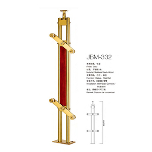 Design de luxe Escalier en verre de luxe Main courante dorée Balustres Centre commercial Escalier en bois <span class=keywords><strong>pour</strong></span> balcon <span class=keywords><strong>terrasse</strong></span> <span class=keywords><strong>Colonne</strong></span> d'ingénierie - Product Image 3