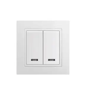 Sirode série 9207 norme européenne moderne 10A 250V couleur blanche 2 gangs 1 voie interrupteurs et prises électriques d'éclairage mural avec néon