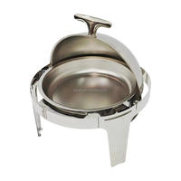 Réchaud de buffet de luxe 6L en acier inoxydable argenté avec grilles réglables et couvercle roulant, pour hôtels, mariages et banquets