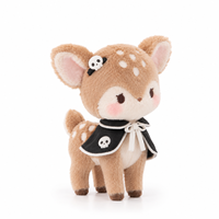 Jouets en peluche mignons de cerf tacheté de style gothique, vente en gros, animaux en peluche personnalisés, jouet en peluche cerf avec cape et crâne