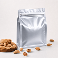 Sacs à fond plat en gros en stock, pochettes carrées verticales vides pour snacks et noix, emballage avec fermeture éclair refermable, logo personnalisé