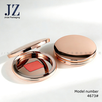 Boîtier rond vide Jinze de luxe en or rose pour fard à paupières, emballage cosmétique, étui compact pour blush et poudre avec miroir