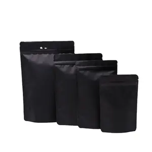 Матовая черная упаковка по индивидуальному заказу подставка мешочек с запахом закрывающиеся пакеты с замком на молнии Алюминиевая фольга Упаковка для пищевых продуктов мешочек Doypack